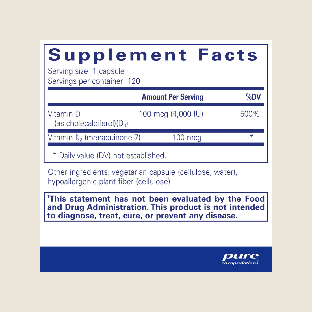 Vitamin D3 & K2 60 count
